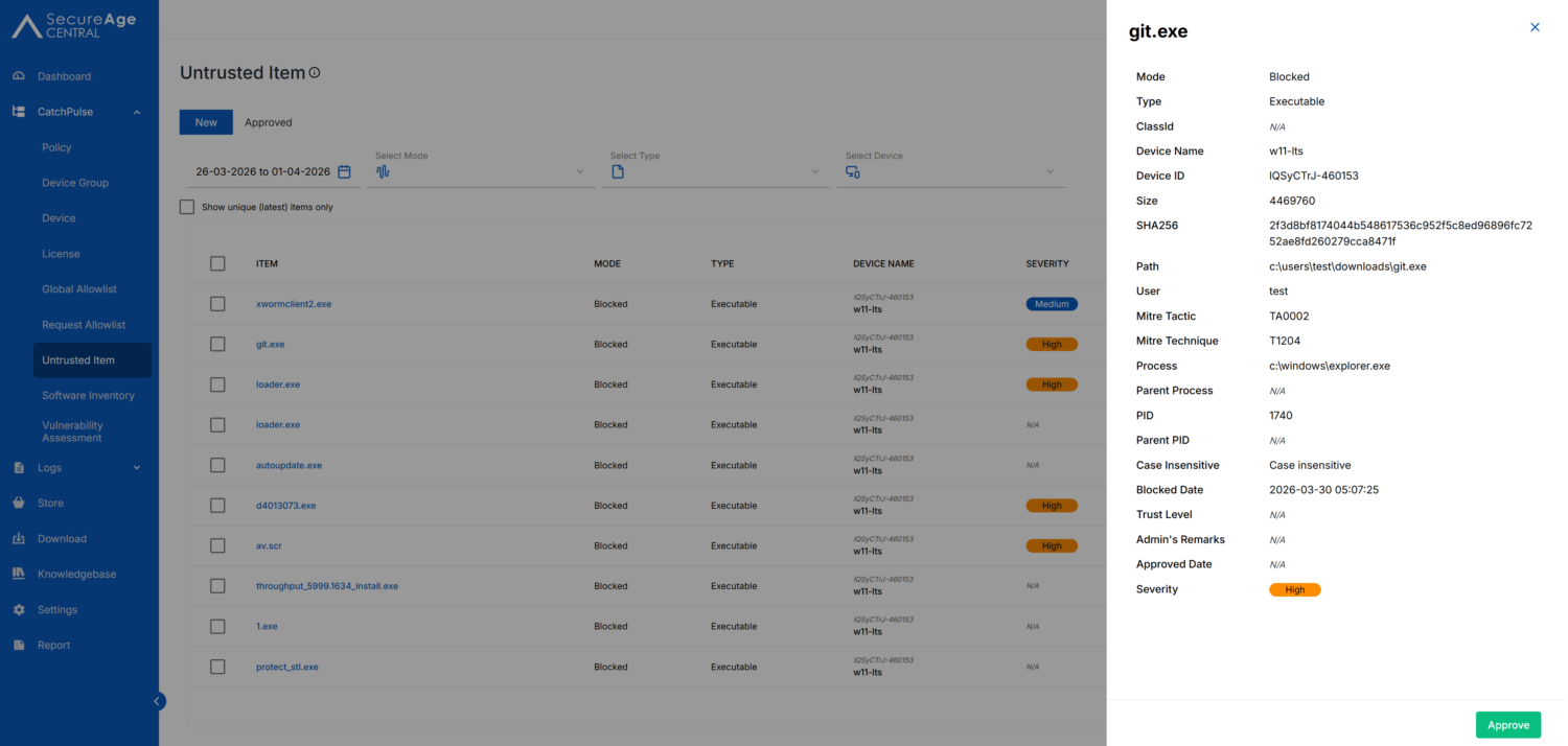 untrusted item catchpulse