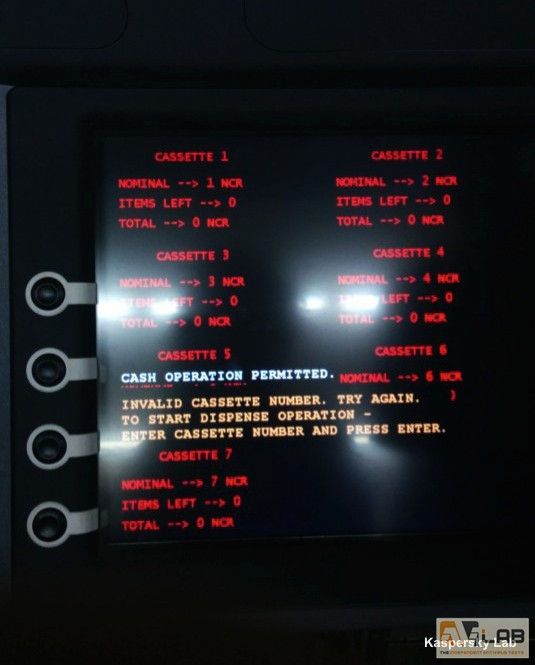 klp ekran zainfekowanego bankomatu