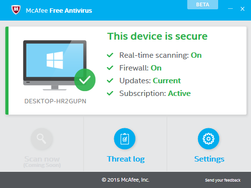 McAfee free antivirus beta 2