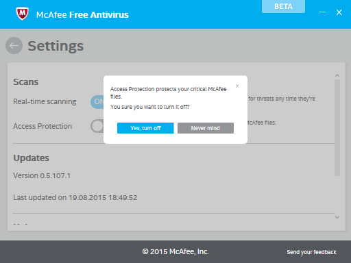 McAfee free antivirus beta 4