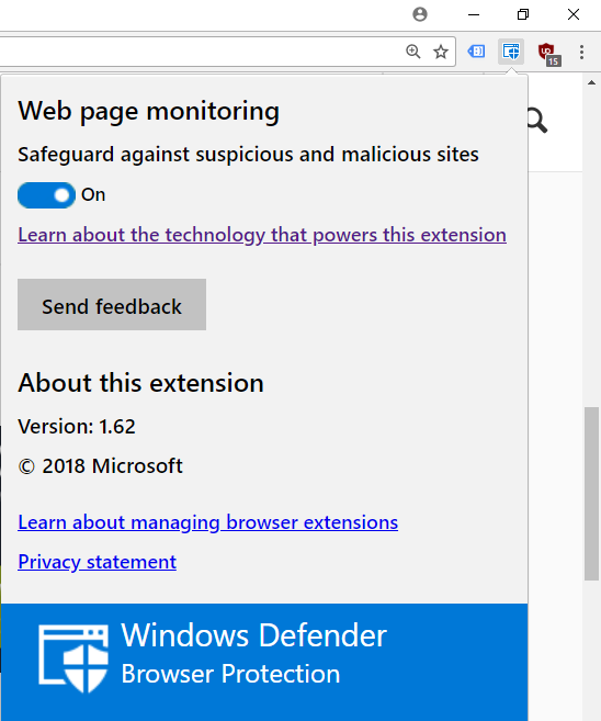 Windows Defender Browser Protection dodatek