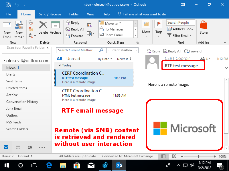 Microsoft Outlook luka 2