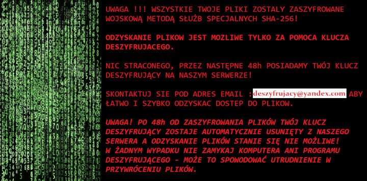 Notka ransomware HiddenTear