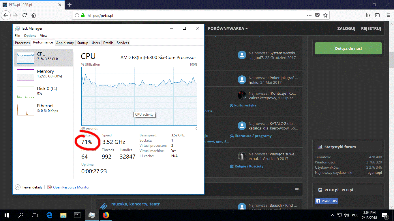 Koparka kryptowaluty na stronie szyfrowanej (HTTPS).