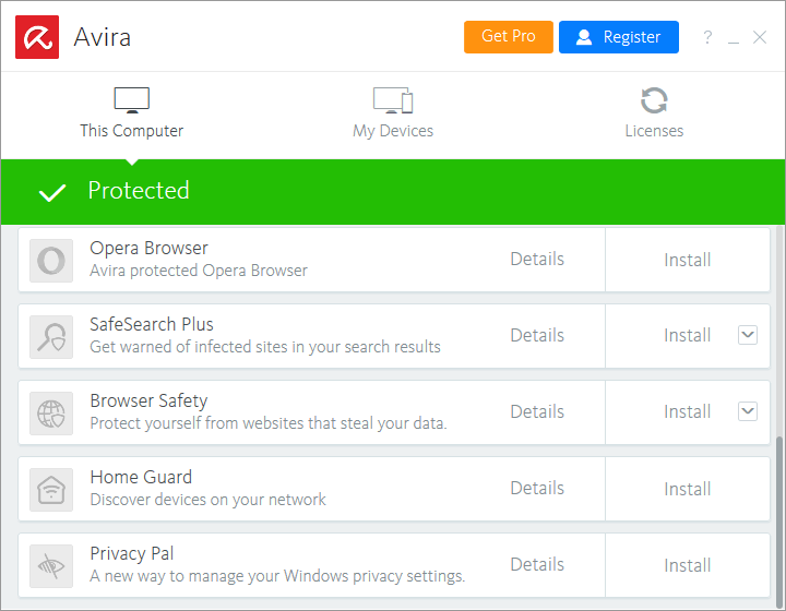 AVIRA Antivirus Pro. 
