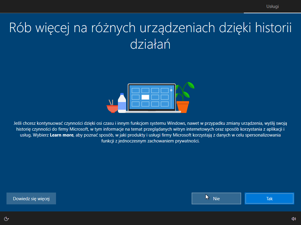 Windows 10 instalacja i ustawienia prywatności. Krok 3.