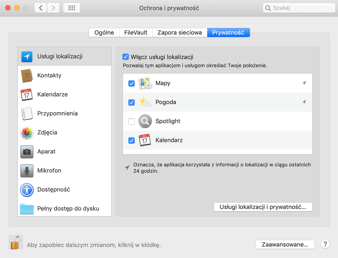 Zalecane ustawienia prywatności w macOS.