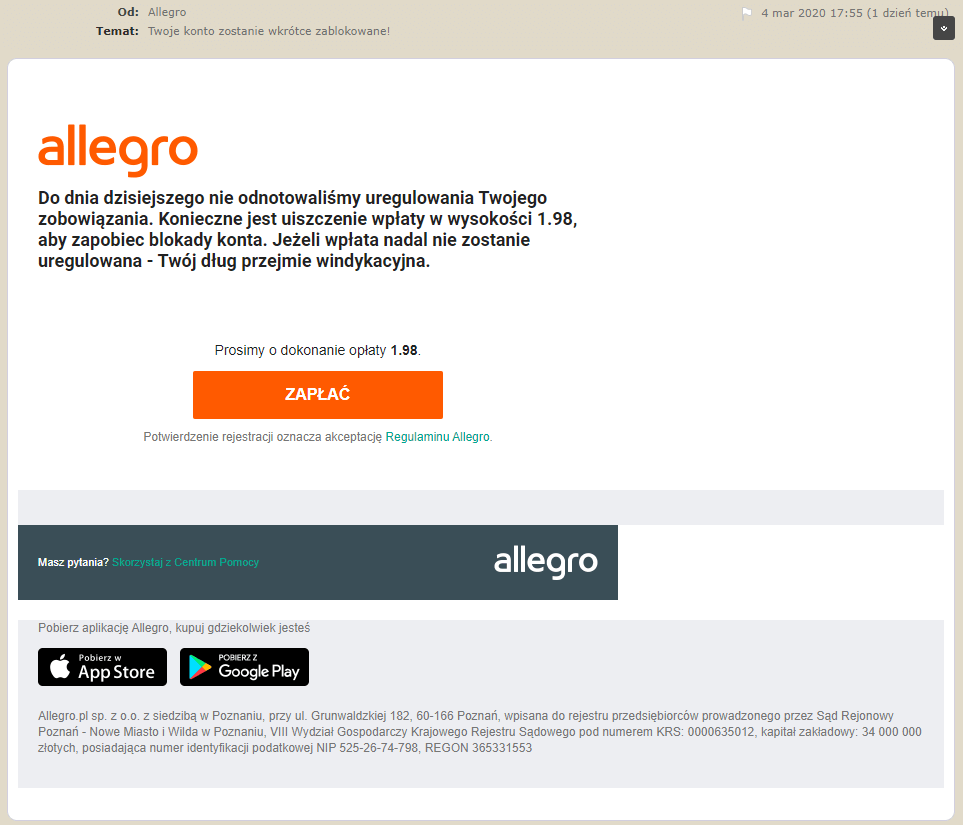 Allegro phishing