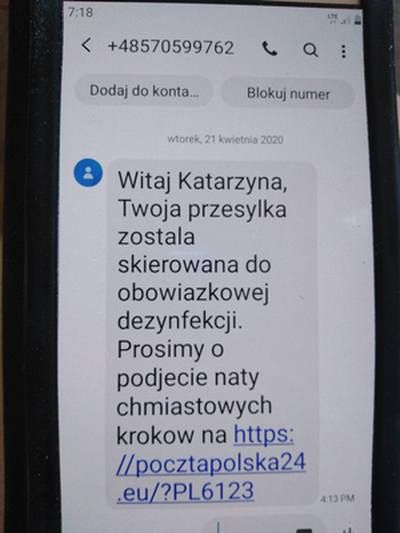 Phishing na Pocztę Polską.