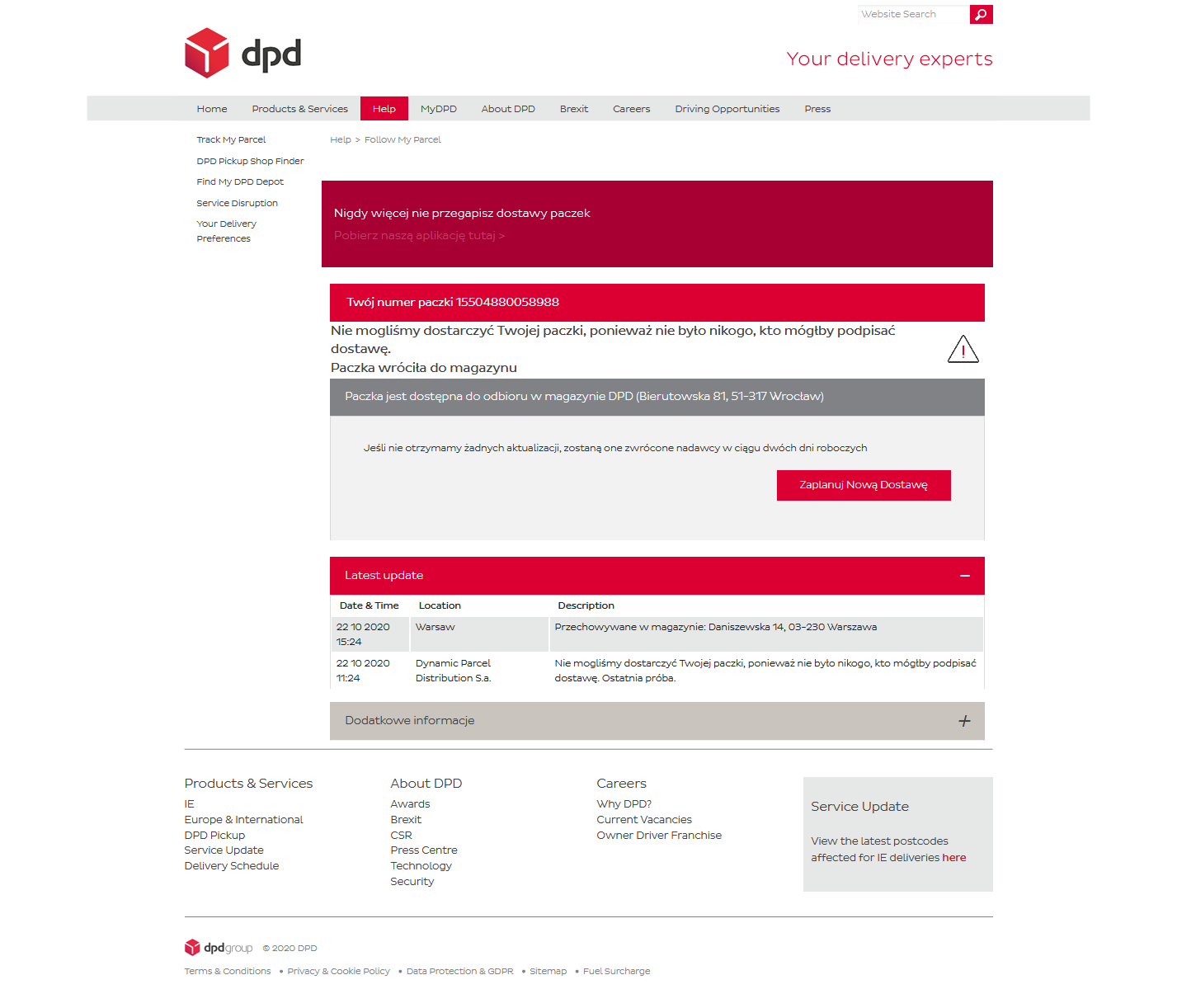 DPD phishing site