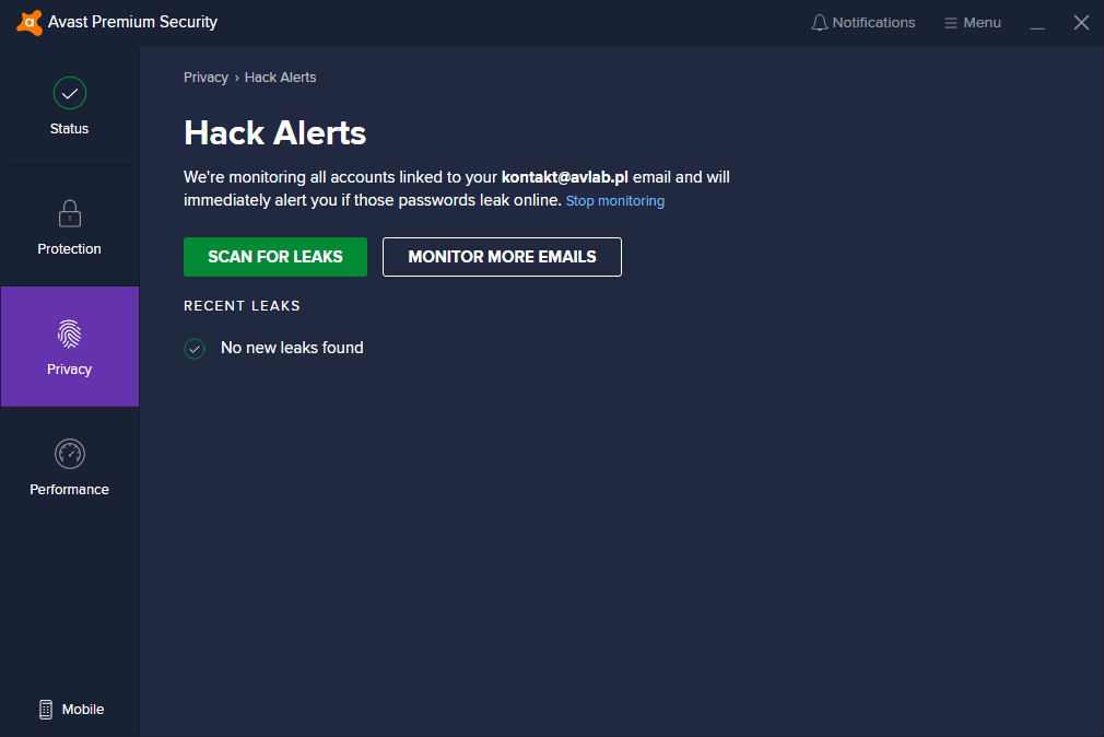 AVAST Hack Alerts BreachGuard
