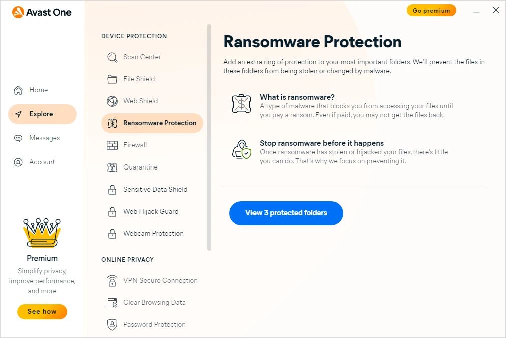 Avast One anty ransomware 1