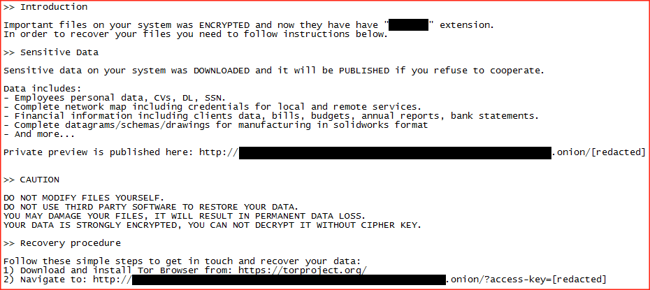 BlackCat ransomware notatka po zaszyfrowaniu