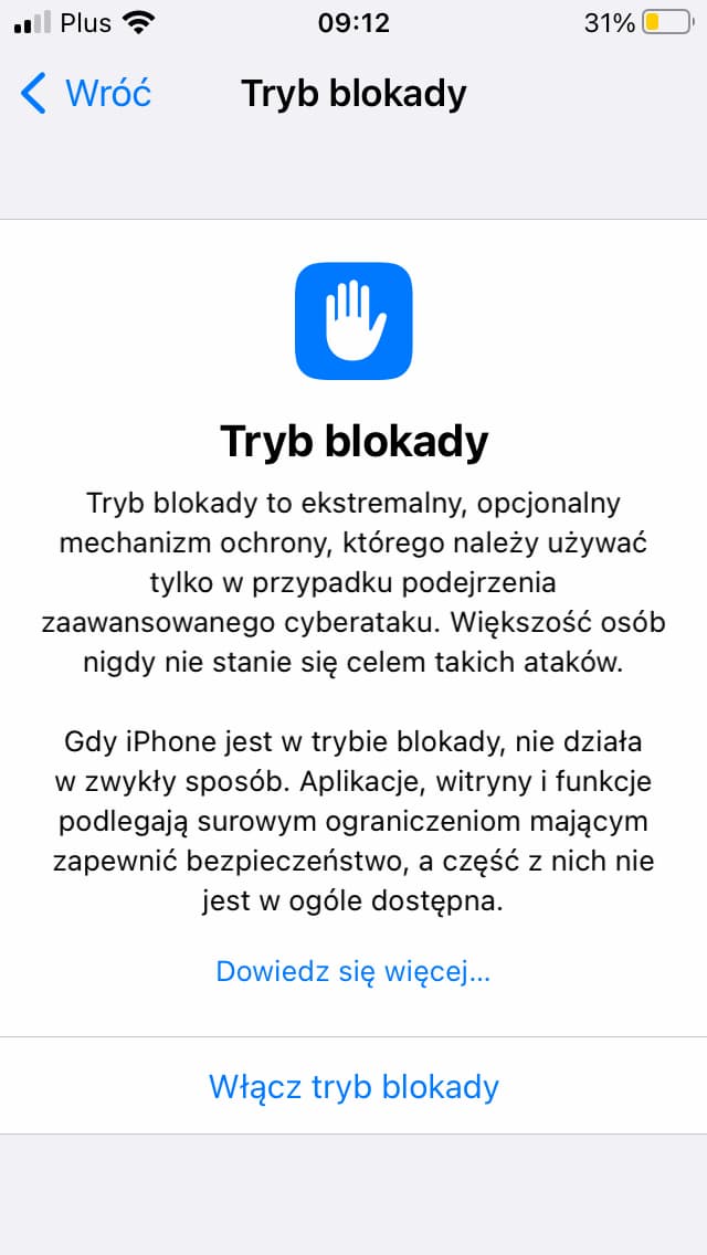 ios 16 tryb blokady