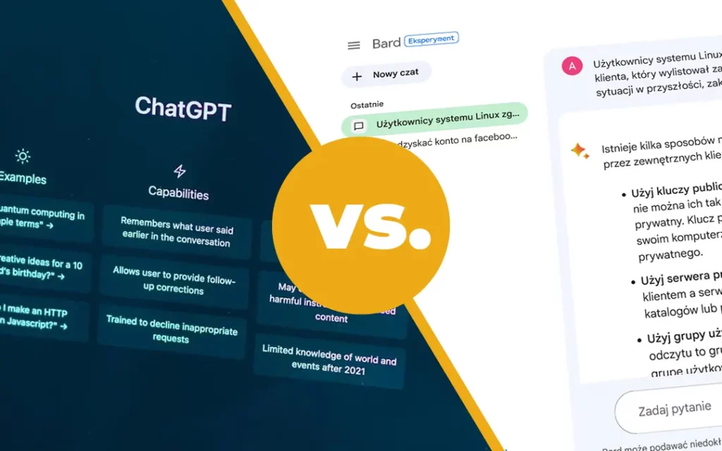 Bard vs Chat GPT obrazek wyrozniajacy