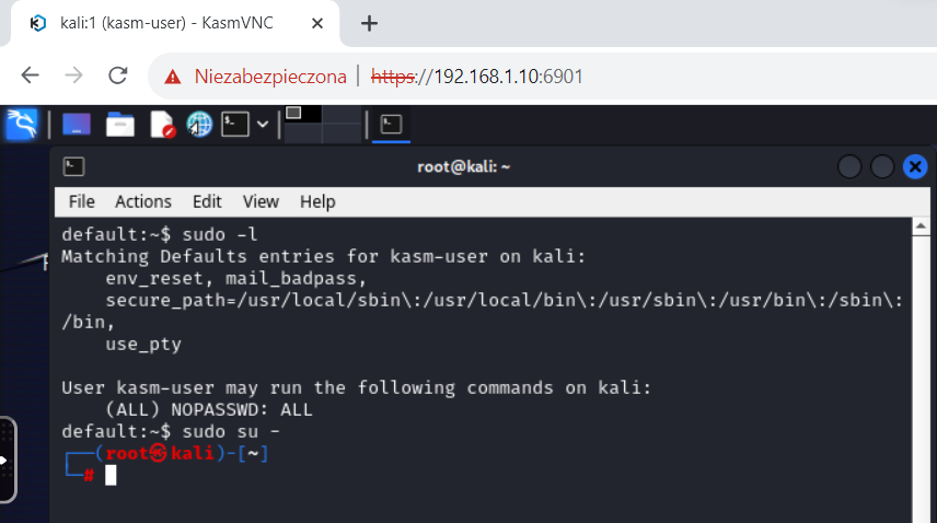 Dostęp do root w kontenerze z Kali Linux
