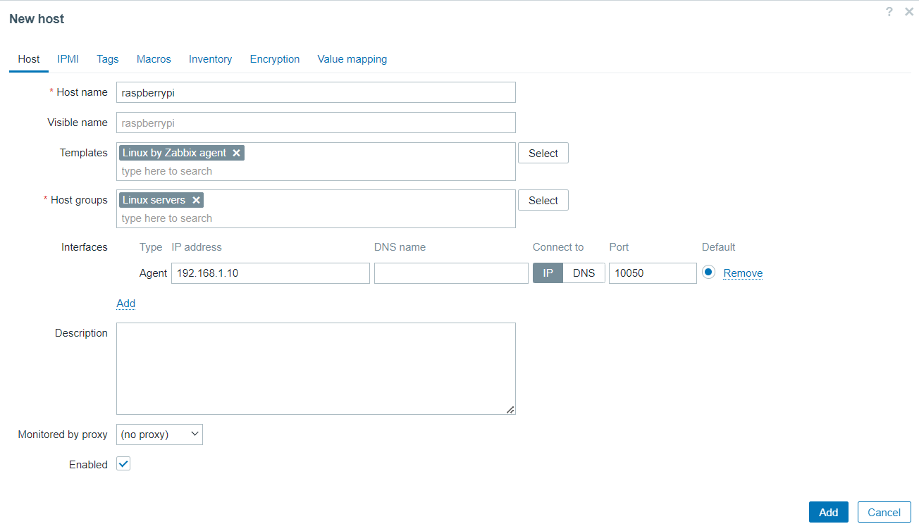 Dodawanie hosta do monitoringu w Zabbix