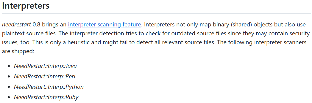 Opis funkcji skanowania interpreterów w needrestart.