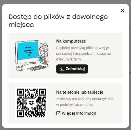 Pobieranie aplikacji Dropbox.