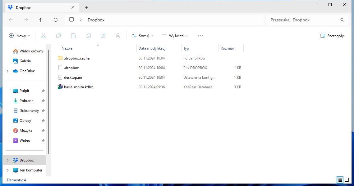 Folder Dropbox w systemie Windows.