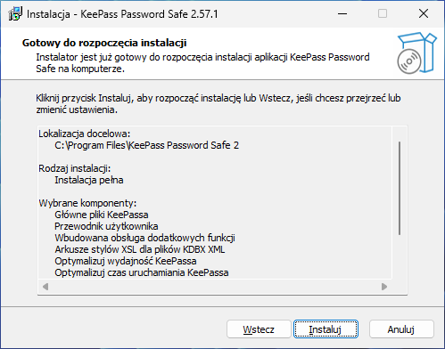 Instalacja KeePass.