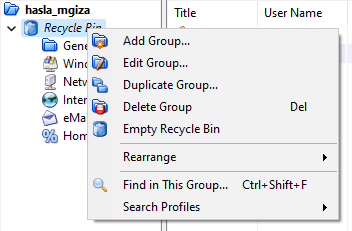 Recycle Bin w KeePass.