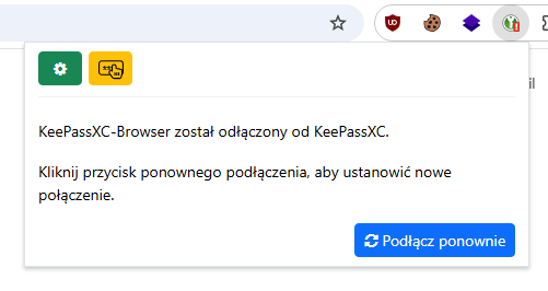 Podłączanie rozszerzenia przeglądarki do KeePassXC.