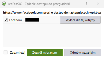 Żądanie dostępu do przeglądarki.