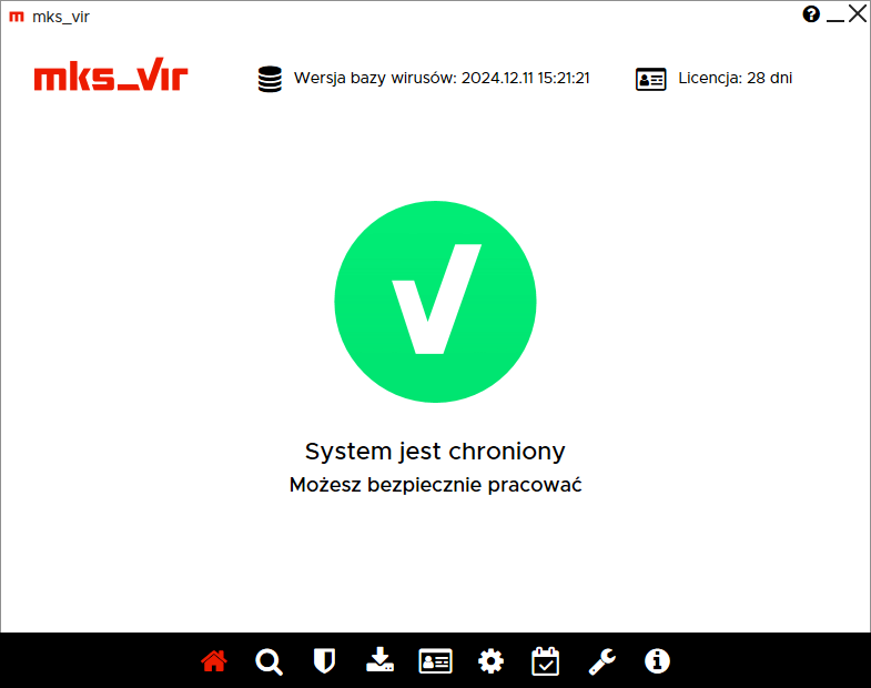 Ekran główny antywirusa mks_vir.